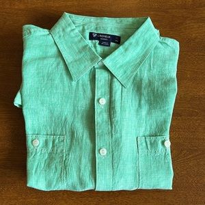 Cremieux 100% linen short sleeve button down shirt, size XL